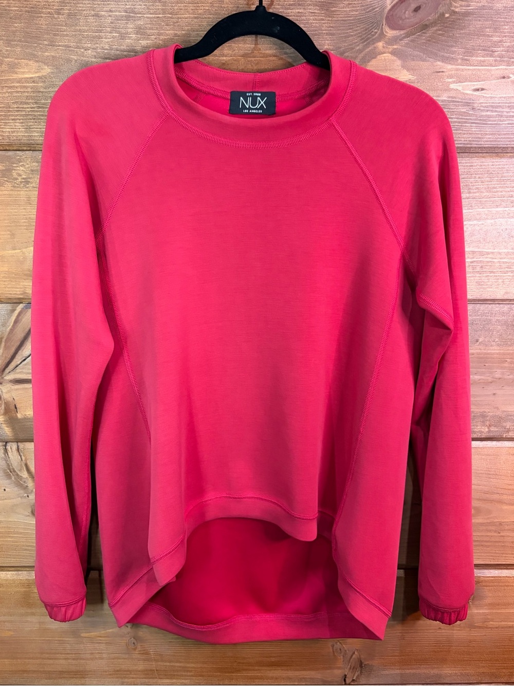 NUX Sleek Sweat OVERSIZED Brick Red Buttery Soft High Low Pullover Size XS ❤️